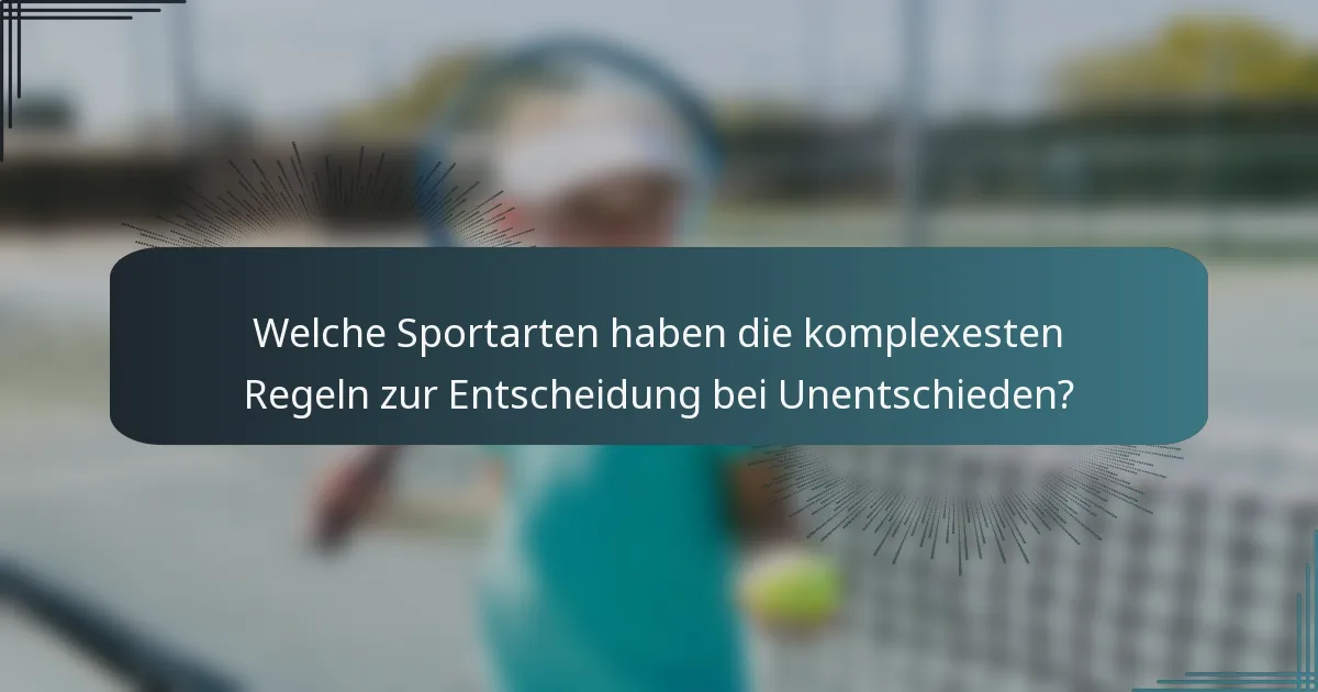 Welche Sportarten haben die komplexesten Regeln zur Entscheidung bei Unentschieden?