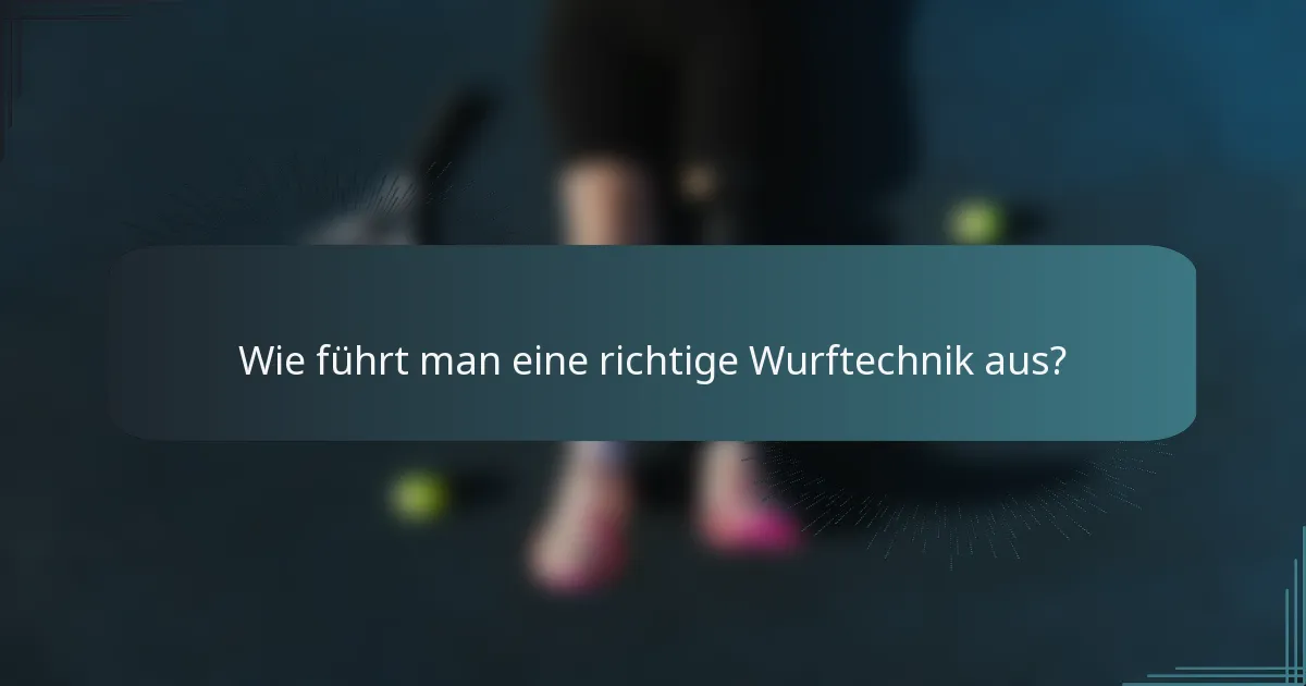 Wie führt man eine richtige Wurftechnik aus?